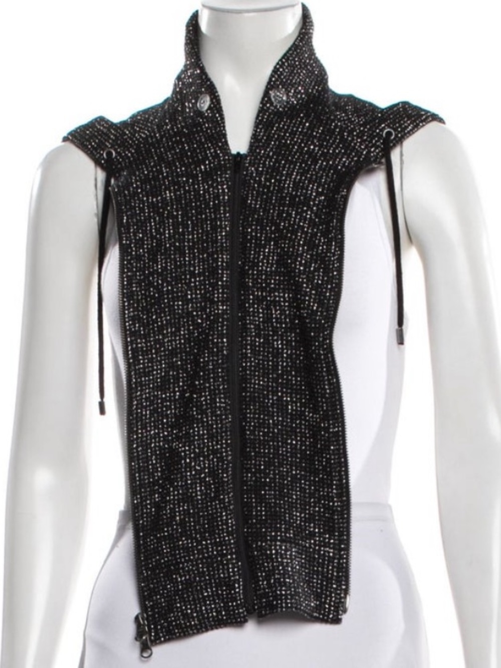 $279 Veronica Beard Otis Black knit silver metallic Hoodie Dickey Jacket insert